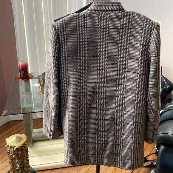 VINTAGE TWO Roads Plaid Tweed Preppy Sport Blazer Brown Greyish Wool Sz 7 - Picture 4 of 14